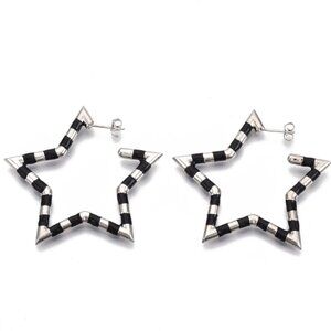 NWOT - Big Sexy Enamel Star striped stud hoops - Movie Star Earrings - 2/$20